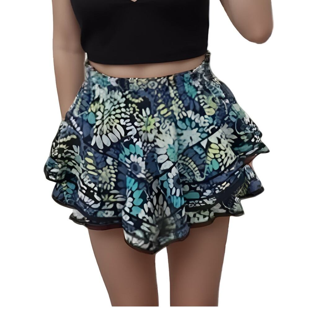 Aerie Rock N Ruffle Skort Size XS NWT Night Sea Lace Trim Smocked Waist